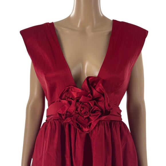 For Love & Lemons Red Rose Taffeta Bow Mini Dress - Picture 5 of 12